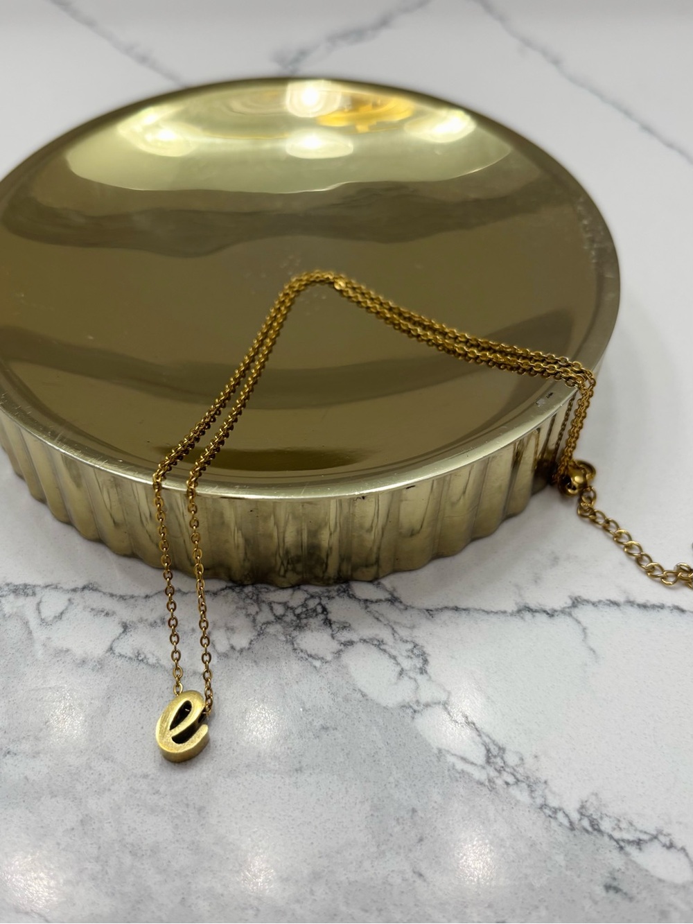 Women’s Initial Lowercase “E” Gold Plated 18” Chain Necklace